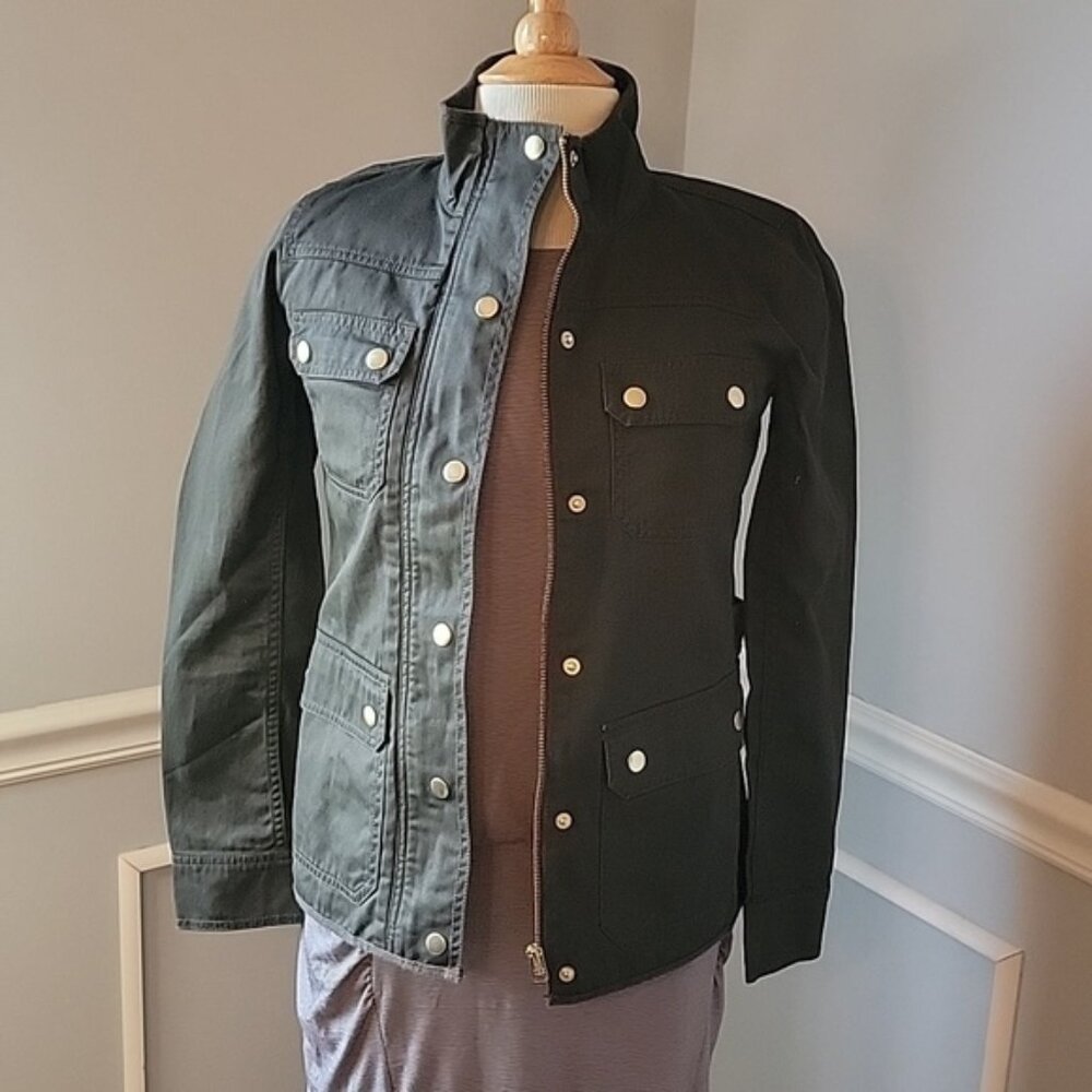 J.CREW Army Green Gold Snap Full‎ Zip Lightweight Field Barn Preppy Jacket XXS